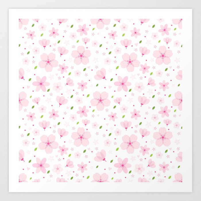 Cherry Blossom Flower Pattern 19 Art Print
