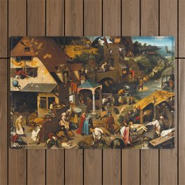 Pieter Brueghel the Elder Dutch proverbs enhanced with artificial intelligence Outdoor Rug