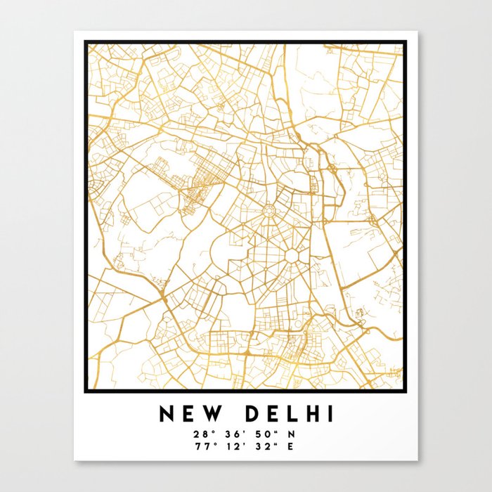 NEW DELHI INDIA CITY STREET MAP ART Canvas Print