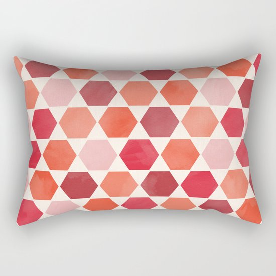 Red Tiles Rectangular Pillow