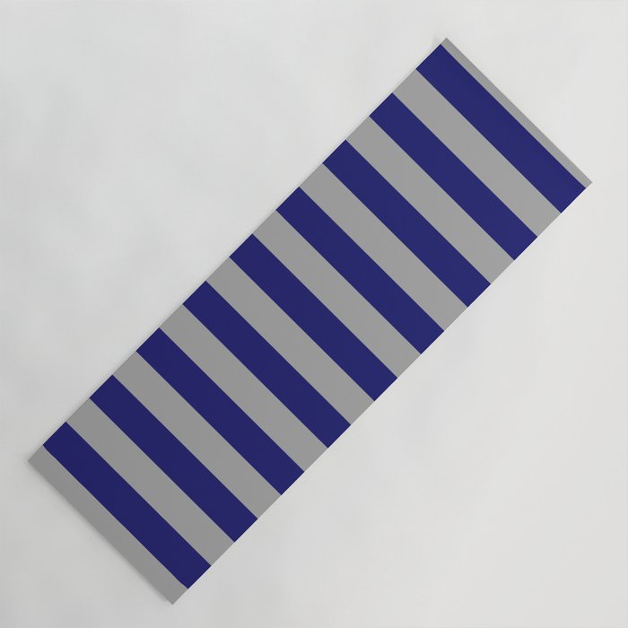 Dark Gray & Midnight Blue Colored Lines Pattern Yoga Mat
