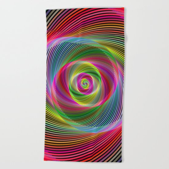Psychedelic spiral dream Beach Towel