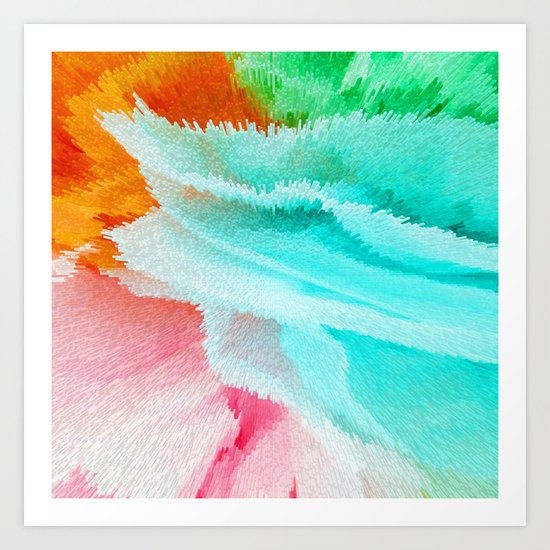pink orange green and blue Art Print