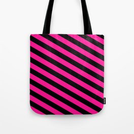 [ Thumbnail: Black and Deep Pink Colored Lines/Stripes Pattern Tote Bag ]