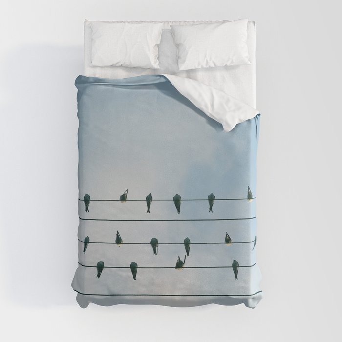 Birds on a wire Duvet Cover