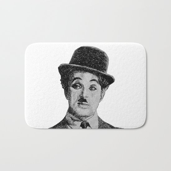 Chaplin portrait - Fingerprint Bath Mat