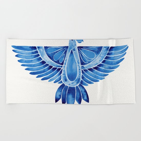 Navy Parrot Beach Towel