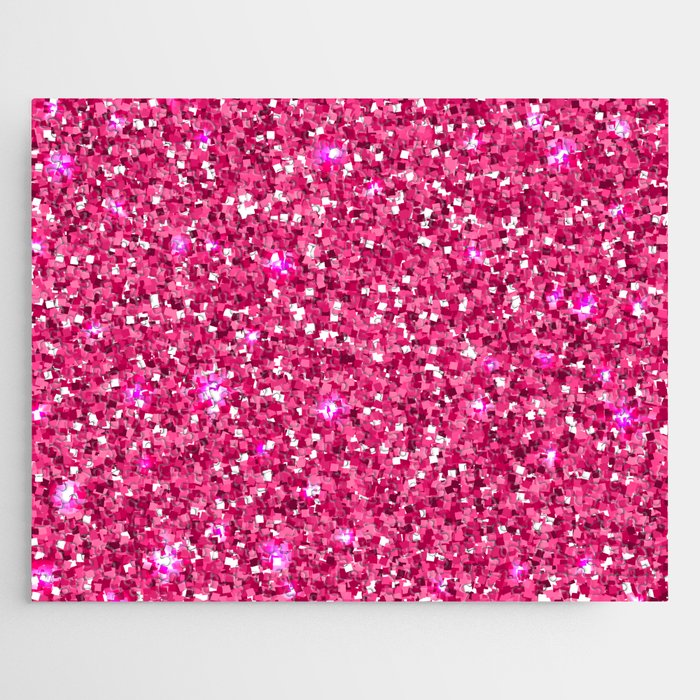 Modern Abstract Neon Pink Glitter Jigsaw Puzzle