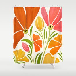 Spring Wildflowers Floral Illustration Shower Curtain