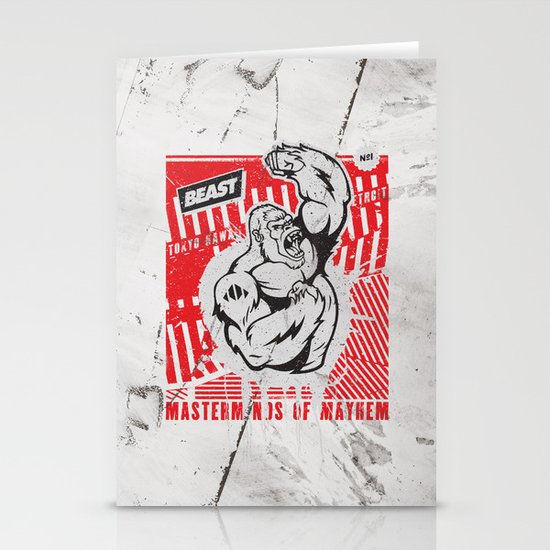 Mayhem Ape (Black on Red) Stationery Cards