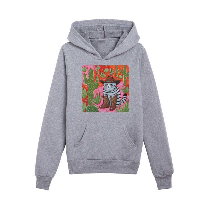 Chonky Cowboi Cat Kids Pullover Hoodie