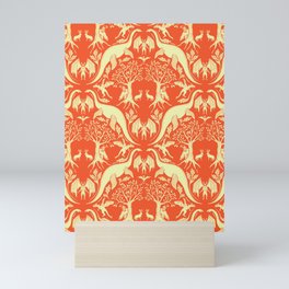 Orange & Cream Cryptid Damask Mini Art Print