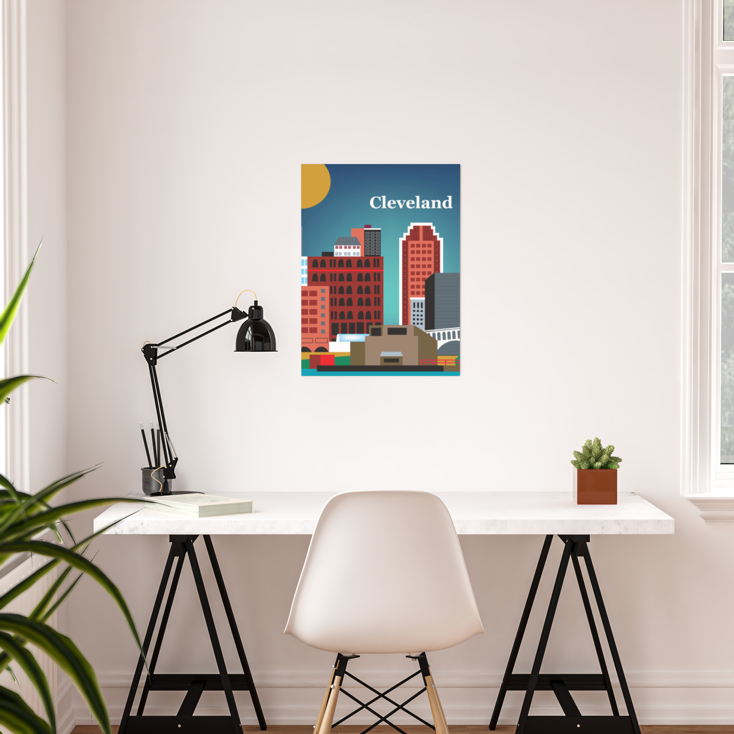 Cleveland Ohio Skyline Illustration By Loose Petals Poster By