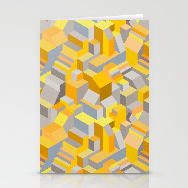 Labyrinth Marigold Yellow Grey Stationery Cards