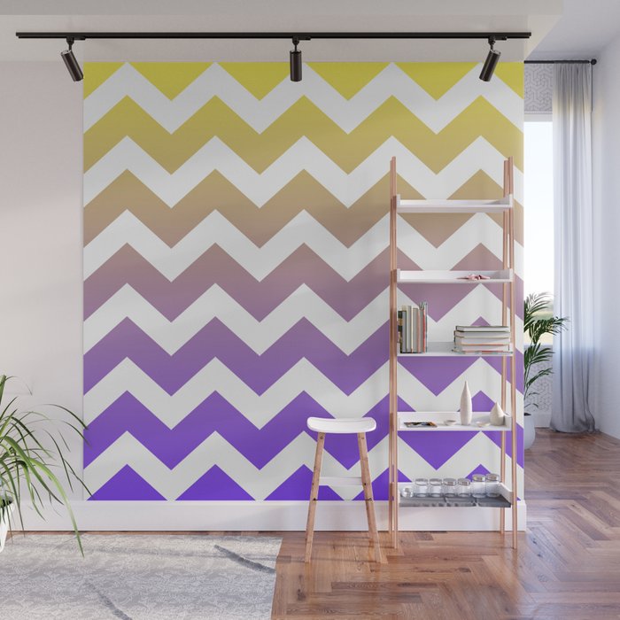 Purple To Yellow Ombre Chevron Wall Mural by IamTrending | Society6