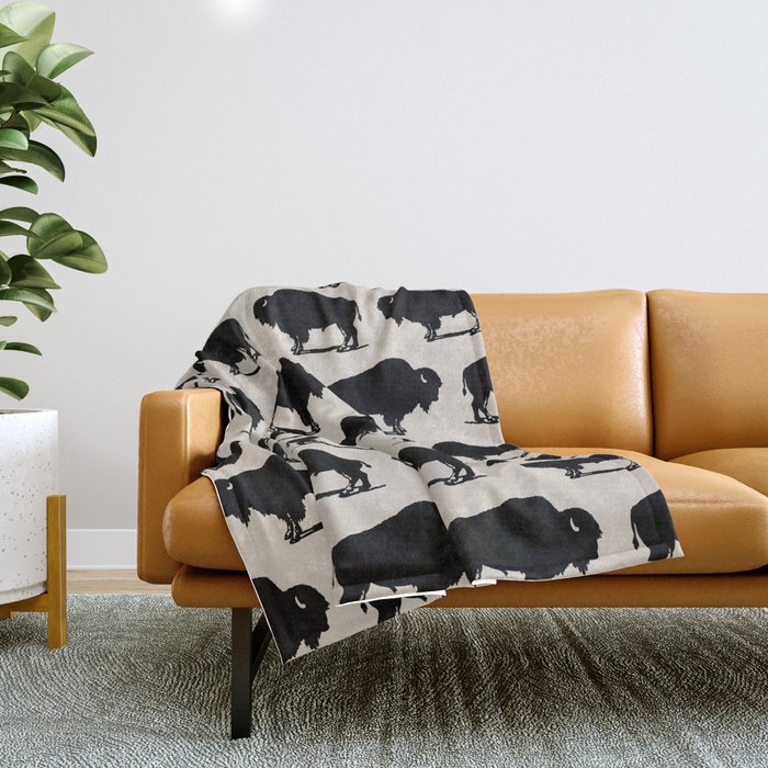 Buffalo Bison Pattern 283 Throw Blanket