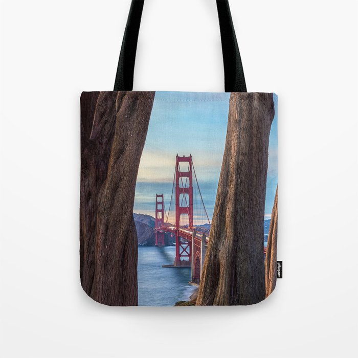 Golden Gate Between Cypresses  Tote Bag