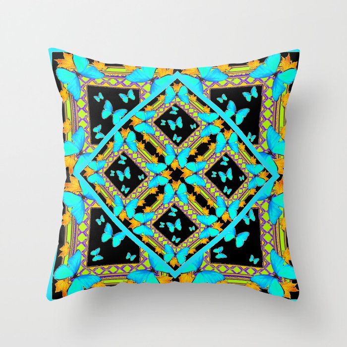 Decorative Western Style Turquoise Butterflies Black Gold Patterns