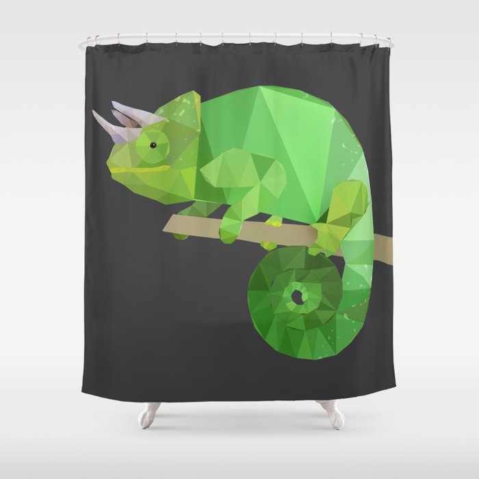 Low Poly Chameleon Shower Curtain