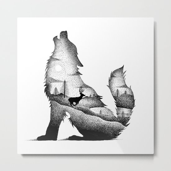 THE WOLF AND THE DEER Metal Print