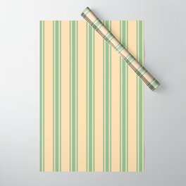[ Thumbnail: Tan and Dark Sea Green Colored Lined Pattern Wrapping Paper ]