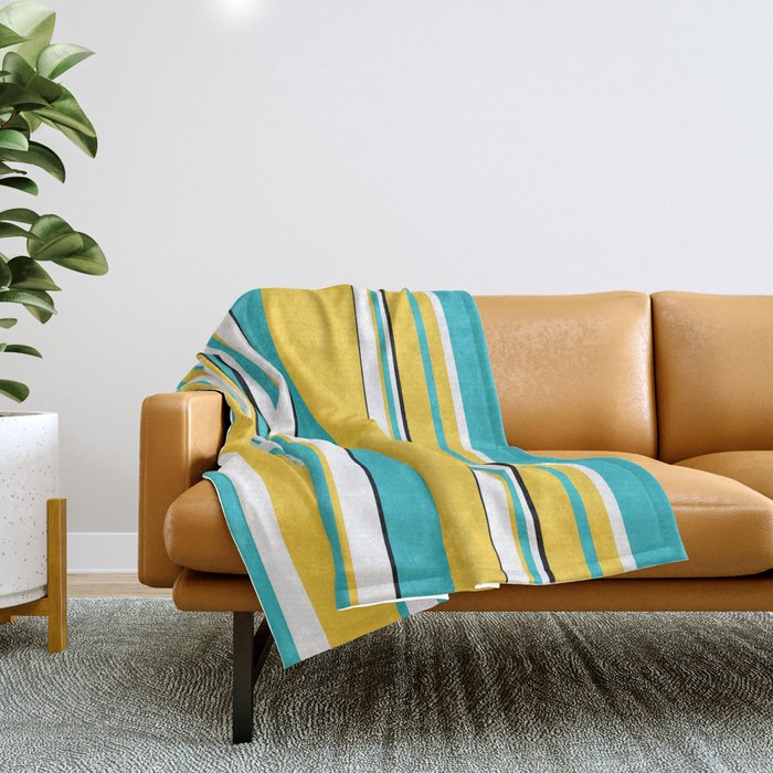 Turquoise and yellow throw discount blanket
