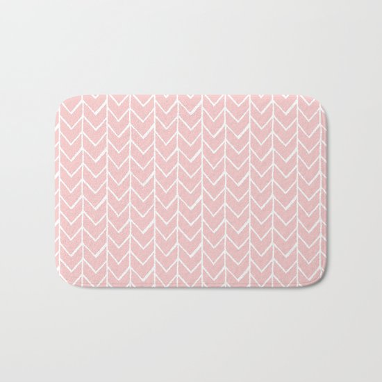 Herringbone Pink Bath Mat