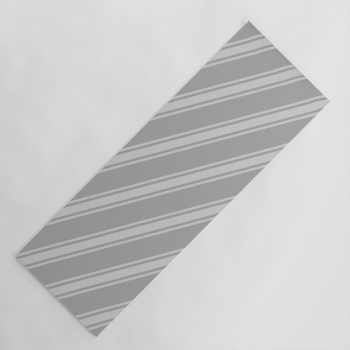 Dark Gray & Light Gray Colored Stripes/Lines Pattern Yoga Mat