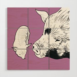 mama  and baby pigs Wood Wall Art