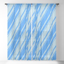 [ Thumbnail: Blue & Light Blue Colored Lines/Stripes Pattern Sheer Curtain ]