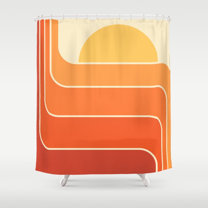 Retro Geometric Sun Set Design 433 Shower Curtain