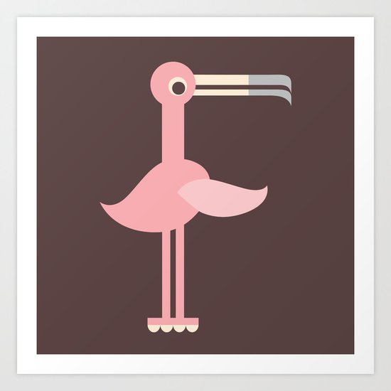 Letter F // Animal Alphabet // Flamingo Monogram Art Print