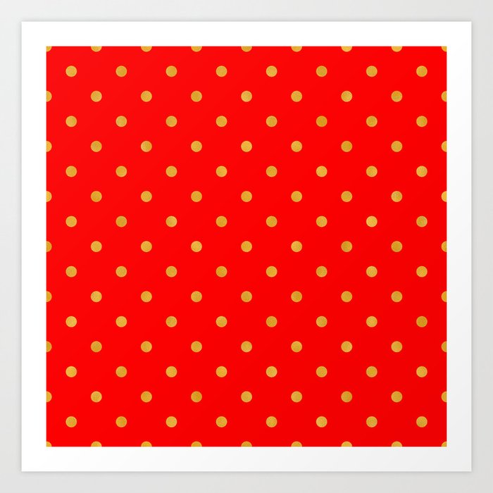 Gold And Red Dots Collection Art Print
