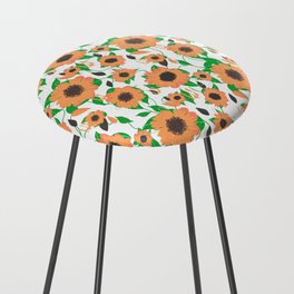 Orange sunflowers seed floral motif Counter Stool