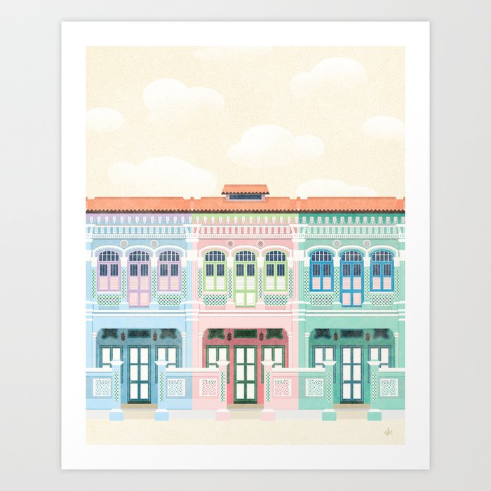 Singapore Shophouses Art Print