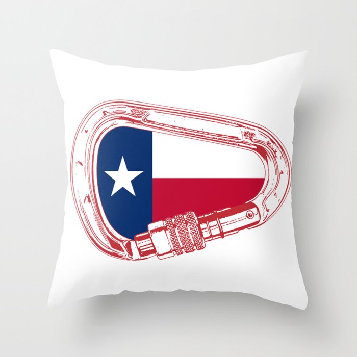 Texas Flag Climbing Carabiner Throw Pillow