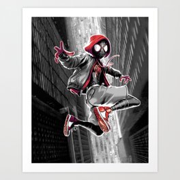 Leap of Faith - Miles Morales Wall Print - Duotone Art Print