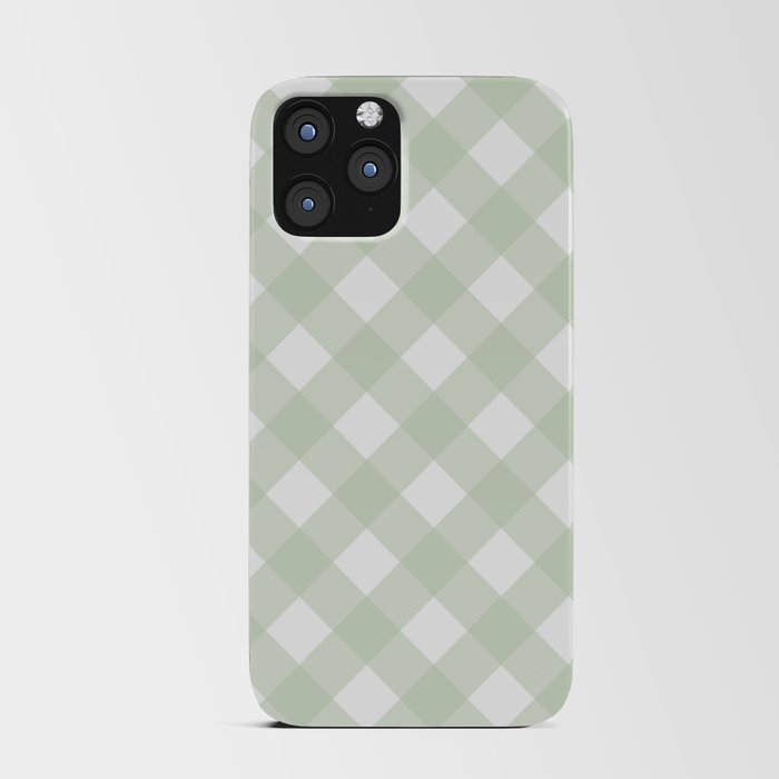 Green Pastel Farmhouse Style Gingham Check iPhone Card Case