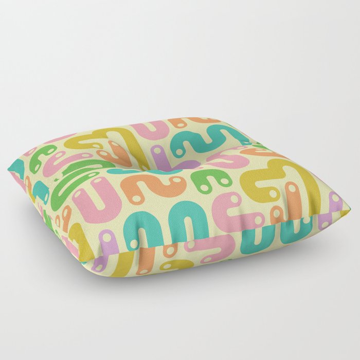 JELLY BEANS POSTMODERN 1980S ABSTRACT GEOMETRIC in BRIGHT SUMMER COLORS ON CREAM Floor Pillow