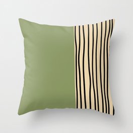 Abstract mid century modern minimalist stripes- Sage green Throw Pillow