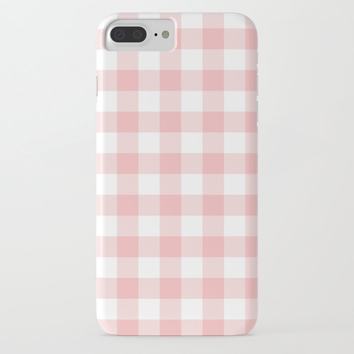 Coral Checker Gingham Plaid iPhone Case