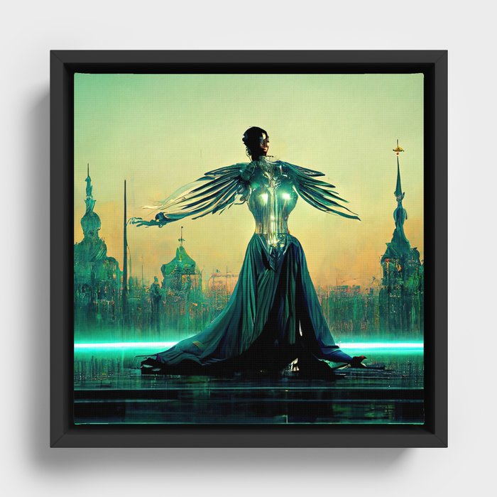 Cybernetic Angel Framed Canvas
