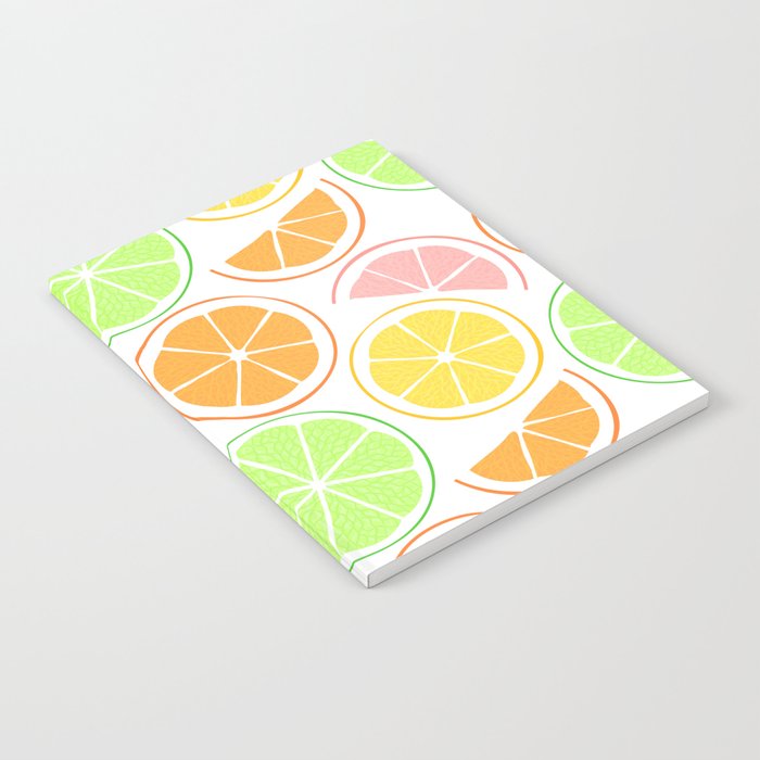 Citrus fruit circle slice seamless pattern illustration Notebook