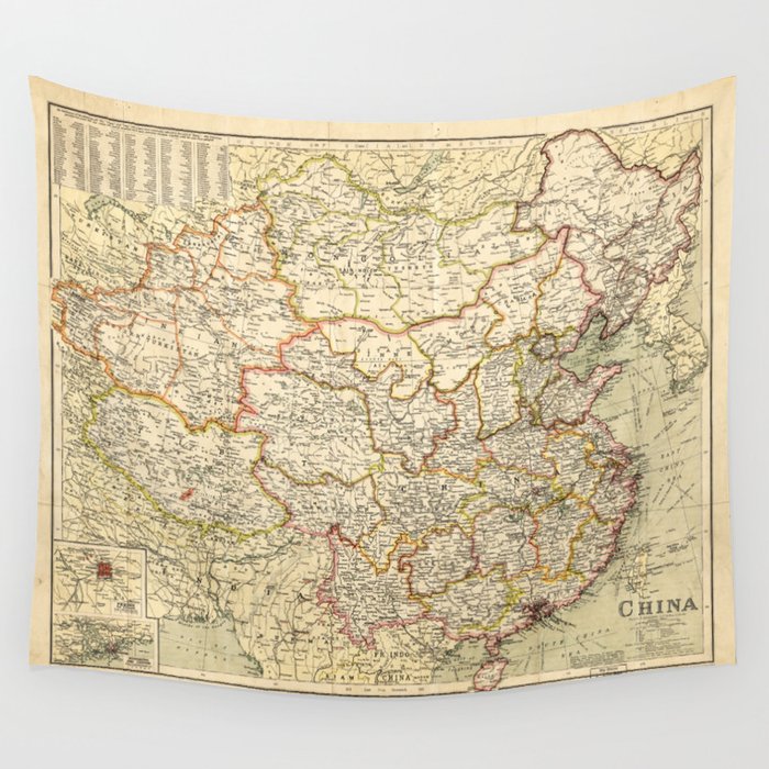 Map of China (circa 1900) Wall Tapestry by The Arts  Society6