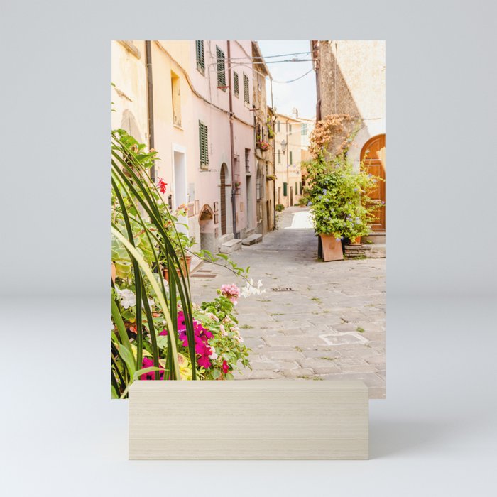 Narrow street in Tuscany, Italy - Travel Photography Mini Art Print
