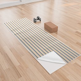 [ Thumbnail: Light Slate Gray and Bisque Colored Lined Pattern Yoga Towel ]
