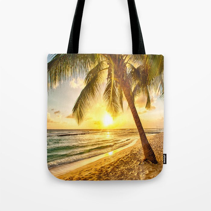 Beach Palm Trees Ocean Shore Sand Nature Sun Tote Bag By Rosemarya