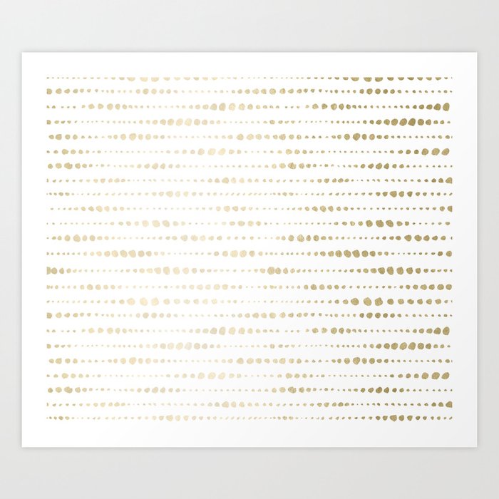 Modern Gold Polka Dot Stripes Art Print