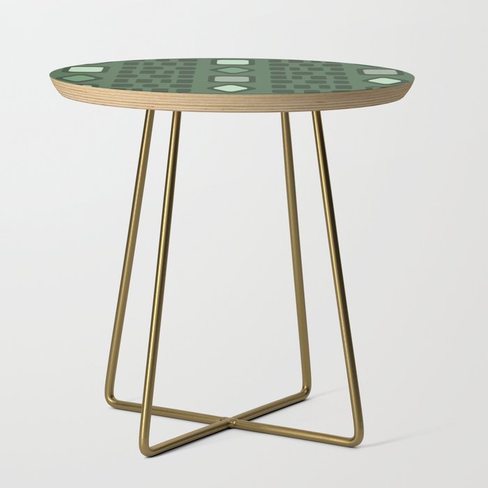 Retro Diamonds Rectangles Forest Green Side Table