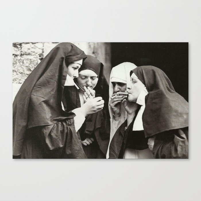 Nuns Smoking Canvas Print